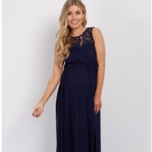 NWT PinkBlush Maternity Navy Lace Dress Medium